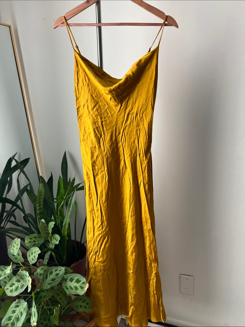 Zara Mustard Yellow Slip Midi Dress M